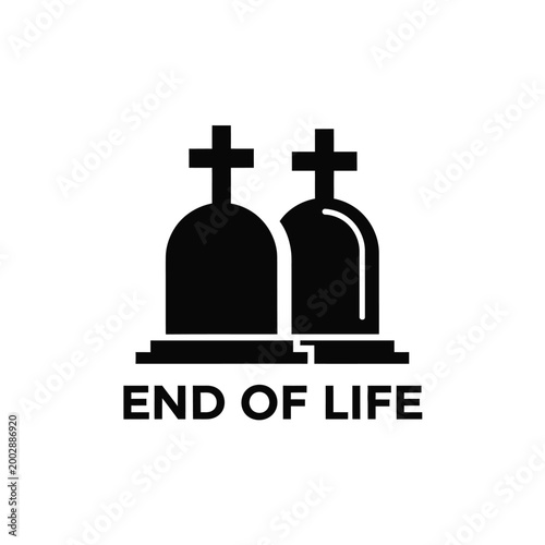 tombstone and cross silhouette on a white background a symbol of mourning and remembrance high quality professional detailed modern elegant