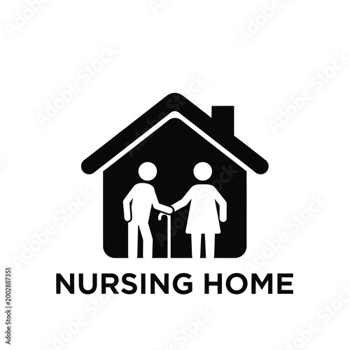 nursing home icon with two people holding hands inside house silhouette high quality professional detailed modern elegant stylish clean crisp