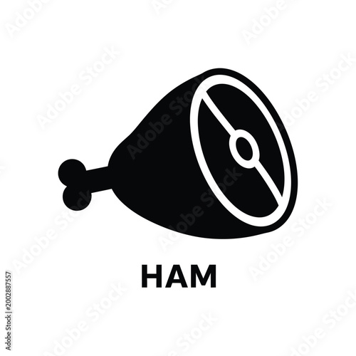 ham silhouette icon with bone in black and white graphic design on transparent background high quality professional detailed modern elegant