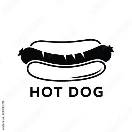 hot dog silhouette illustration with text black and white isolated on white background high quality professional detailed modern elegant stylish
