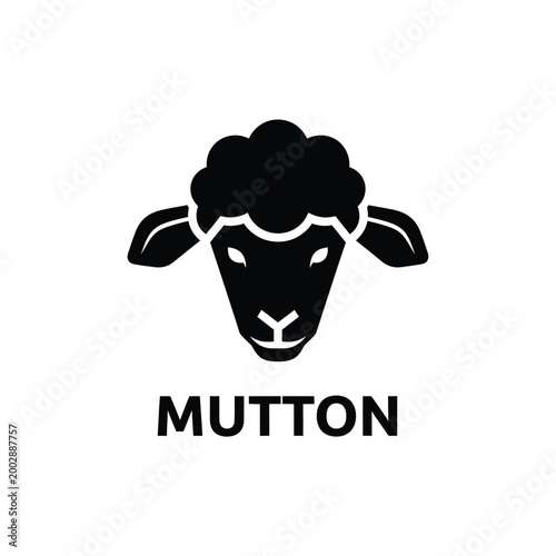 sheep head silhouette against a white background with the word mutton written below high quality professional detailed modern elegant stylish
