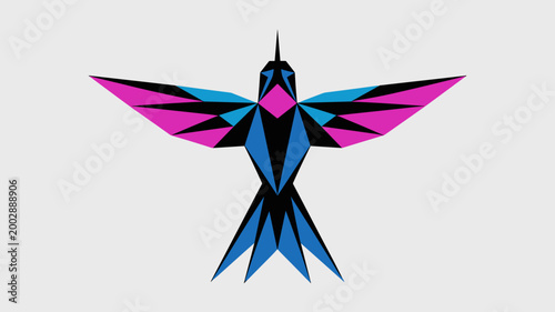Symmetric faceted hummingbird mark – Perfect for software development logos, vibrant creative agencies, or sharp avian icons.