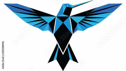 Crystalline geometric hummingbird – Suitable for tech startups, precision engineering logos, or modern jewelry design.