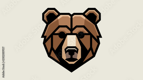 Two-tone geometric bear icon – Suitable for artisanal woodcraft brands, northern heritage logos, or sharp wildlife apparel branding.