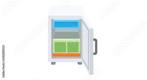 Open Laboratory Freezer Vector Illustration with Storage Containers for Medical and Scientific Samples