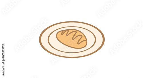 Minimalist hand-drawn illustration of a fresh loaf of bread served on a white plate