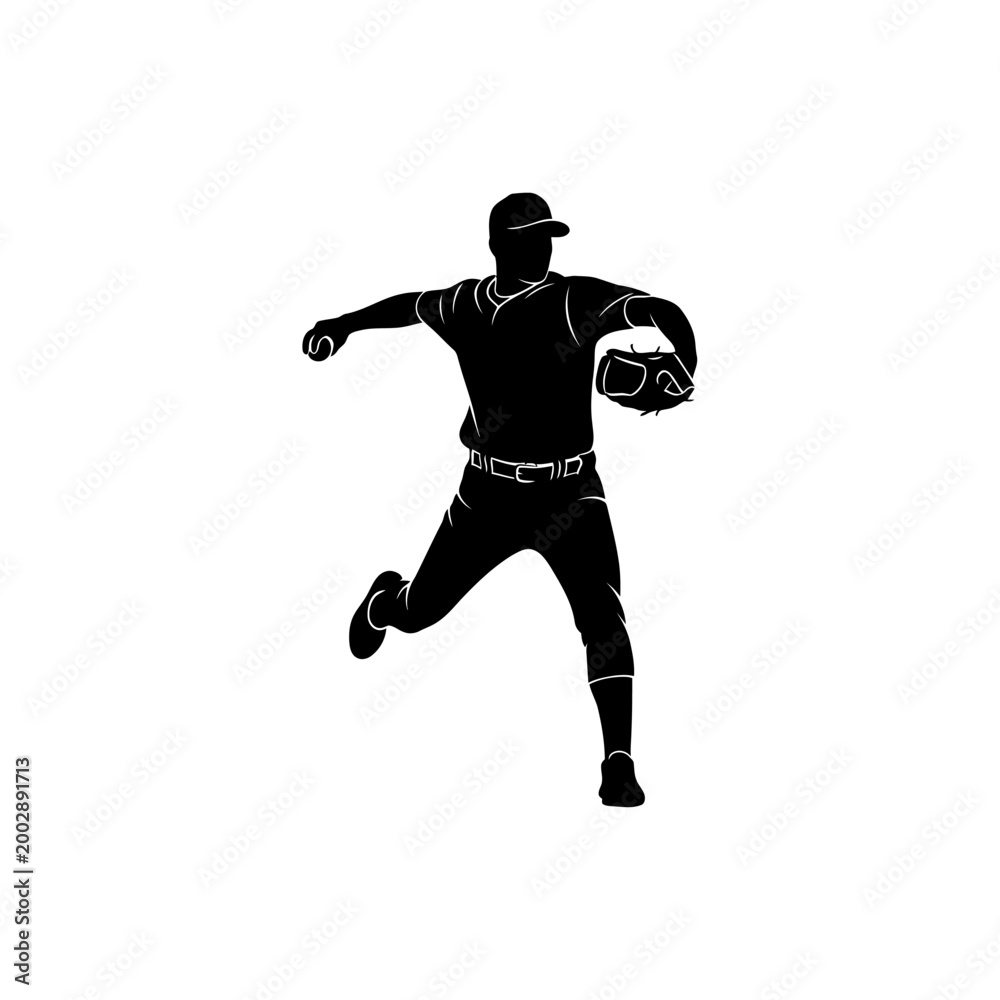 Fototapeta premium Baseball Pitcher Silhouette Throwing Ball in Action - Dynamic Sports Photography