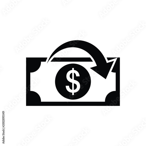 money transfer icon depicting a dollar bill with an outgoing arrow on a white background high quality professional detailed modern