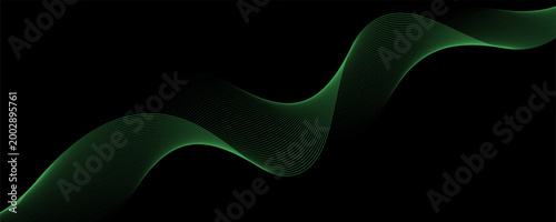 Quadro su tela abstract green line in the black background for wallpaper