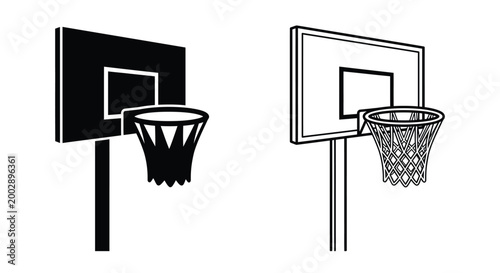 Basketball hoop and backboard silhouette high quality professional