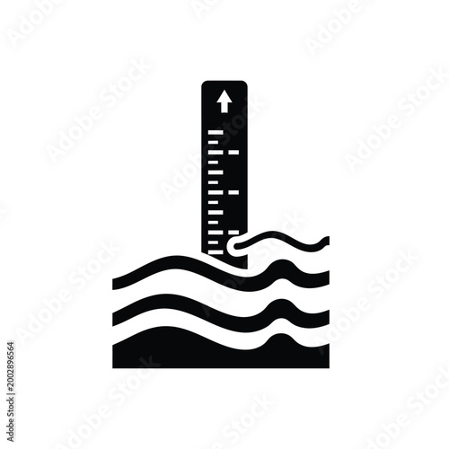 black silhouette of a tide gauge with wave pattern on transparent background high quality professional detailed modern elegant stylish clean
