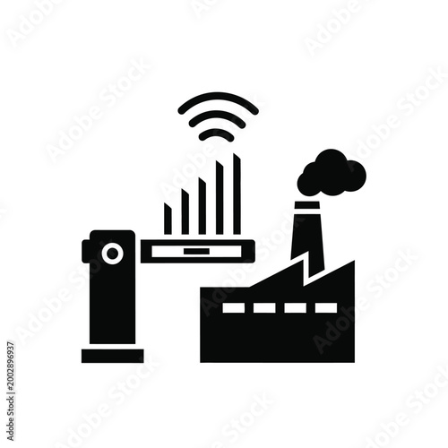 factory with wireless connection icon on white background industrial automation and data transfer symbol high quality professional detailed modern elegant
