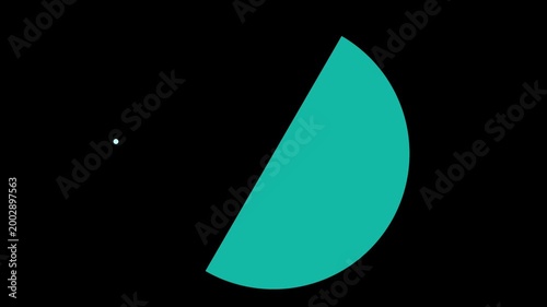 Sector of bright teal curves against a stark black background to represent a clean data visualization.
