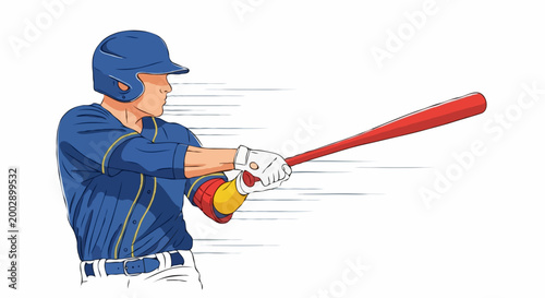 Baseball player swinging a bat with a stylized motion blur effect. Depicting dynamic action and focus, the player is wearing a helmet and gloves