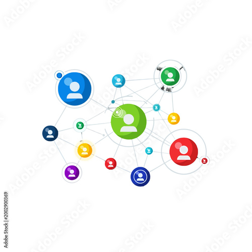 Abstract network of diverse people connections and communication