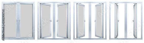 Fotografía Aluminium Casement Villa Window Full Opening Mechanism Sequence on Transparent B