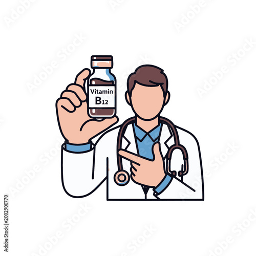 Medical professional holds vial of vitamin supplement for health