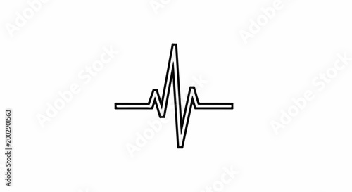 A simple black and white line art representation of a heartbeat waveform
