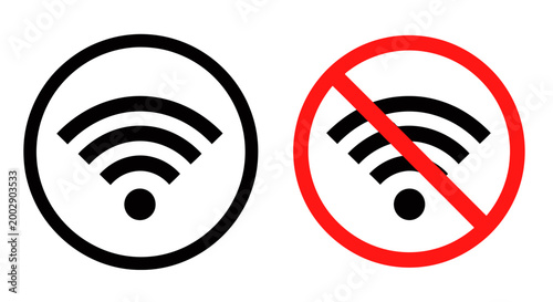 Disabled WiFi Icons Indicating No Wireless Internet Access.