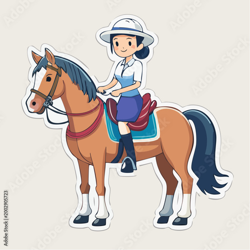 Cartoon Girl Riding a Horse