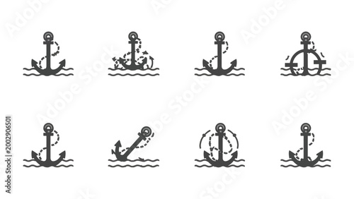 Photos Navigational Anchors: a collection of anchor illustration that represent the ship stability, each detail meticulously crafted