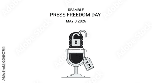 Freedom of Press Represented by Unlocked Microphone Illustration