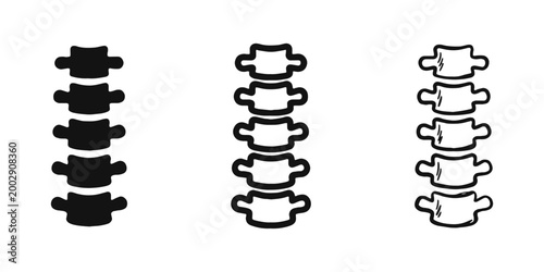 Human spine vertebrae icon set for medical and chiropractic health