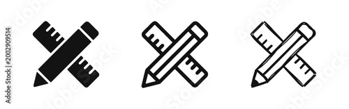 Crossed Pencil and Ruler Tools Icons for Architecture Design and Creative Work