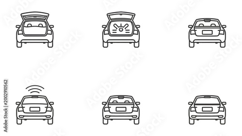 Car Icons and Illustrations: A collection of meticulously crafted car icons, each one providing clear representation for various features and perspectives. Ideal for design purposes.
