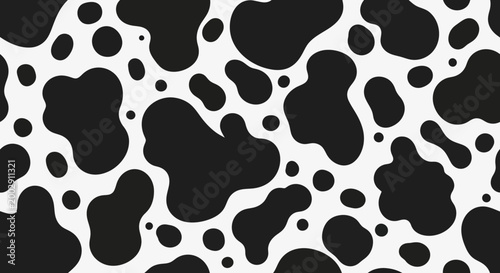 Seamless Cow Print Pattern Black and White Animal Skin Texture