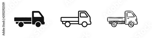 Canvastavla Small delivery truck flatbed pickup icon set