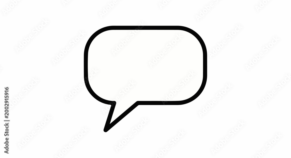Naklejka premium Simple black outline of a speech bubble on a white background