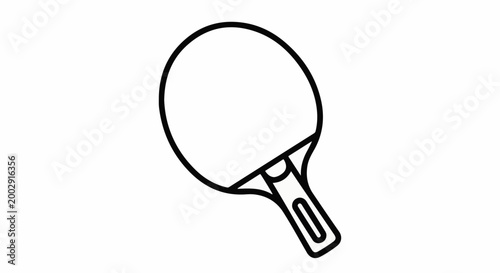 Simple outline of a ping pong paddle on a white background