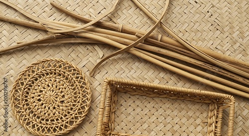 Woven basketry elements natural textures and detailed craftsmanship