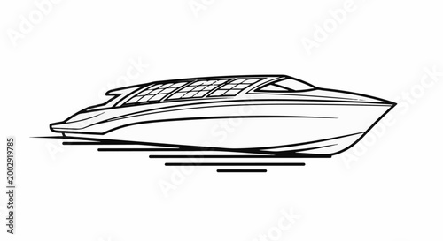 Sleek, modern vessel with solar panels glides across dark water