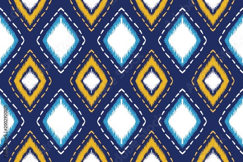 Tribal Ikat Seamless Pattern Geometric Ornamental Textile Background