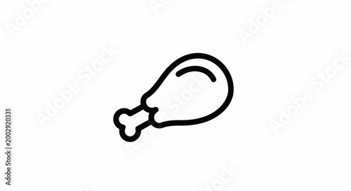 Simple outline drawing of a cooked chicken leg on a white background