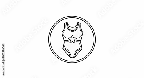 Simple outline icon of a one-piece swimsuit with a star design