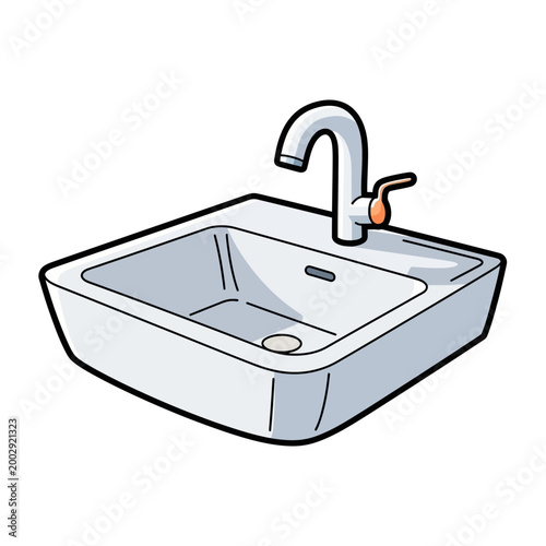 Cartoon kitchen sink with faucet illustration