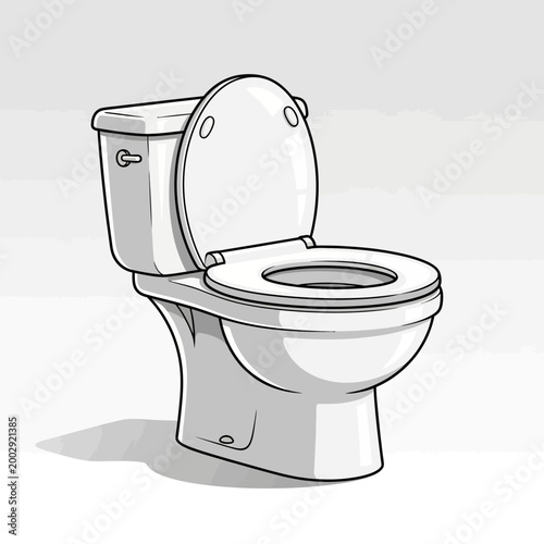 Clean White Toilet Bowl, Open Lid, Bathroom Fixture