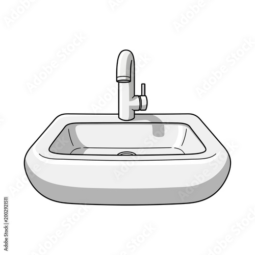 Modern Bathroom Sink with Chrome Faucet Illustration