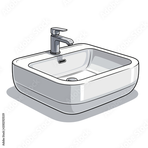 Modern Bathroom Sink with Chrome Faucet