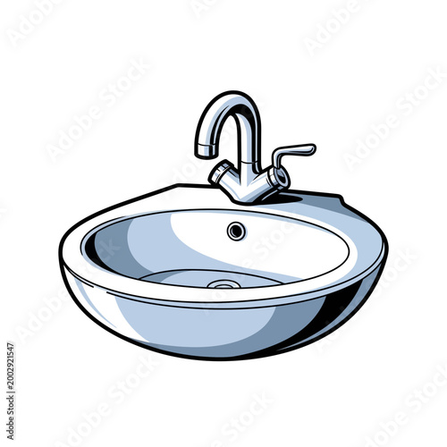 Modern Bathroom Sink with Chrome Faucet