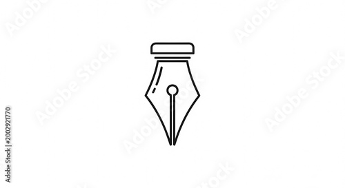 Simple Line Art Illustration of a Fountain Pen Nib.
