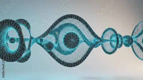 Abstract Wireframe Network Visualization in Teal and Black
