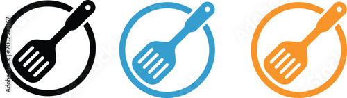 Kitchen spatula icon set representing cooking utensils culinary tools restaurant equipment food preparation and home kitchen chef supplies vector
