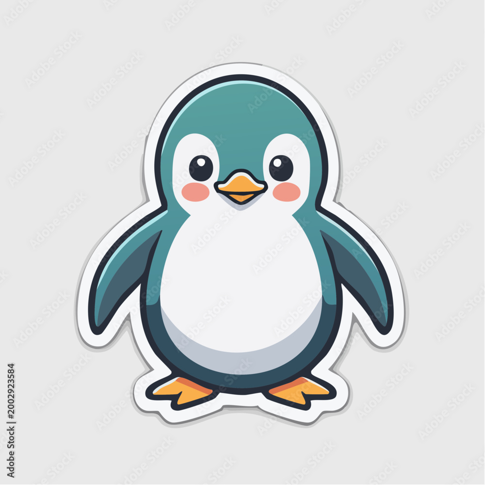 Obraz premium Cute Cartoon Penguin Sticker