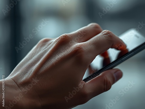 Generative Ai close-up of a hand using a smartphone