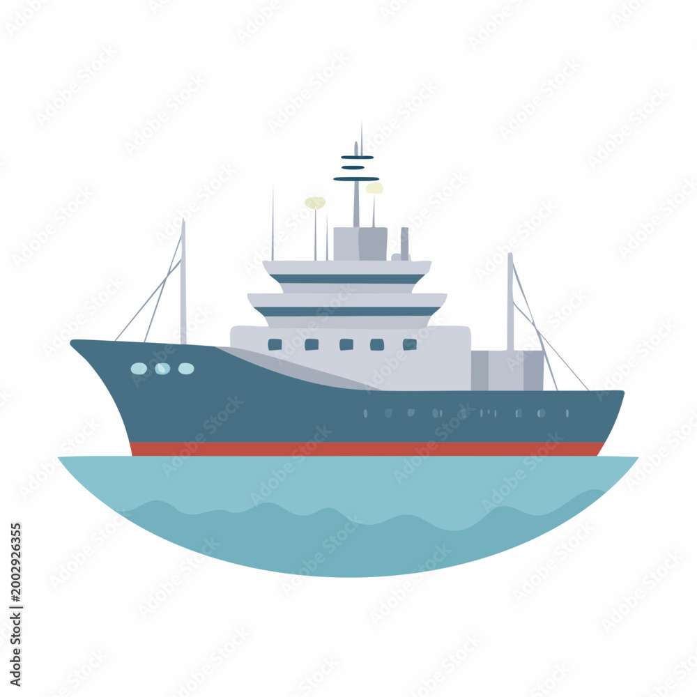 Fototapeta premium Illustration of a Modern Ship on Water