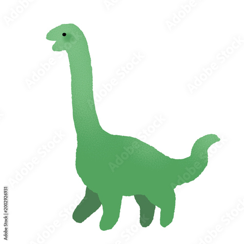 Tableau sur toile Cute green dinosaur illustration with long neck, minimal cartoon style
